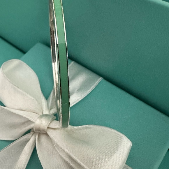 Tiffany & Co Blue Enamel Stripe Bangle Bracelet Sterling Silver Collector’s item - Picture 2 of 11